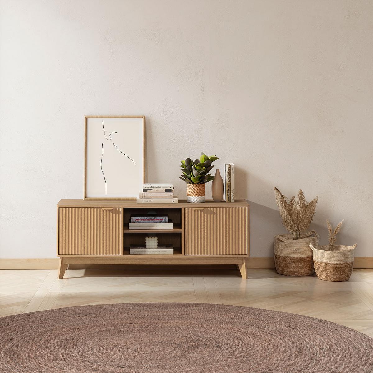 TV-ELEMENT Oporto 2 türen Eichenfarbe - Honigeiche, Holzwerkstoff (130/50/40cm) - VS Venta-stock