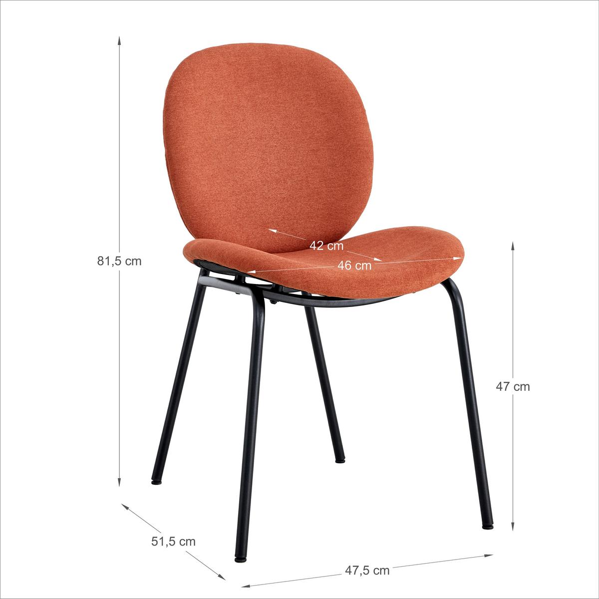 ESSZIMMERSTUHL Cori Rot 45/58/47 cm 2er-Set - Rot, Textil (58/47/45cm) - Calicosy