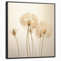LEINWAND Bilder mit Rahmen - Sonnenlicht - Löwenzahn - Botanisch - Blumen - 90x90 - Creme, Textil (90/90cm) - MuchoWow