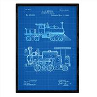POSTER Lokomotive Patent A3 Rahmenlos - Blau, Papier (29.7/5/42cm) - Nacnic