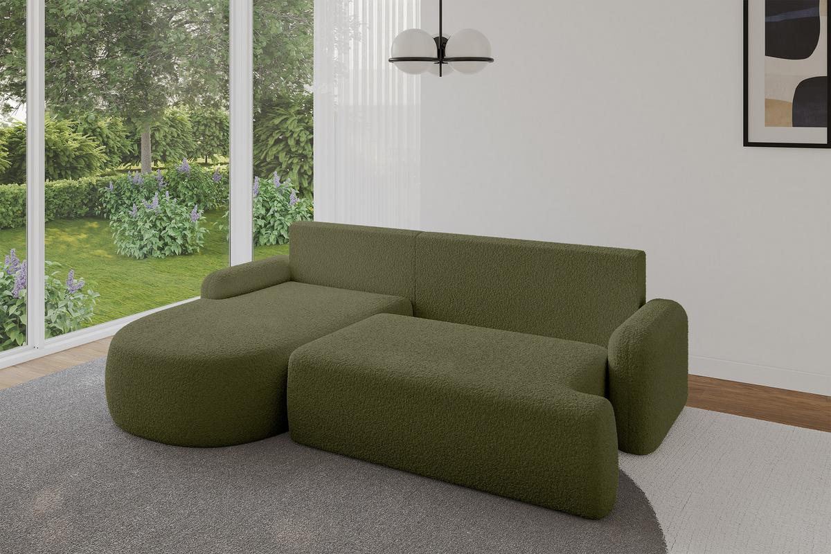 ECKSOFA mit Schlaffunktion und Bettkasten LIRA-L - 264x172x89 Grün - Grün, Holzwerkstoff/Textil (264/172cm) - ALTDECOR
