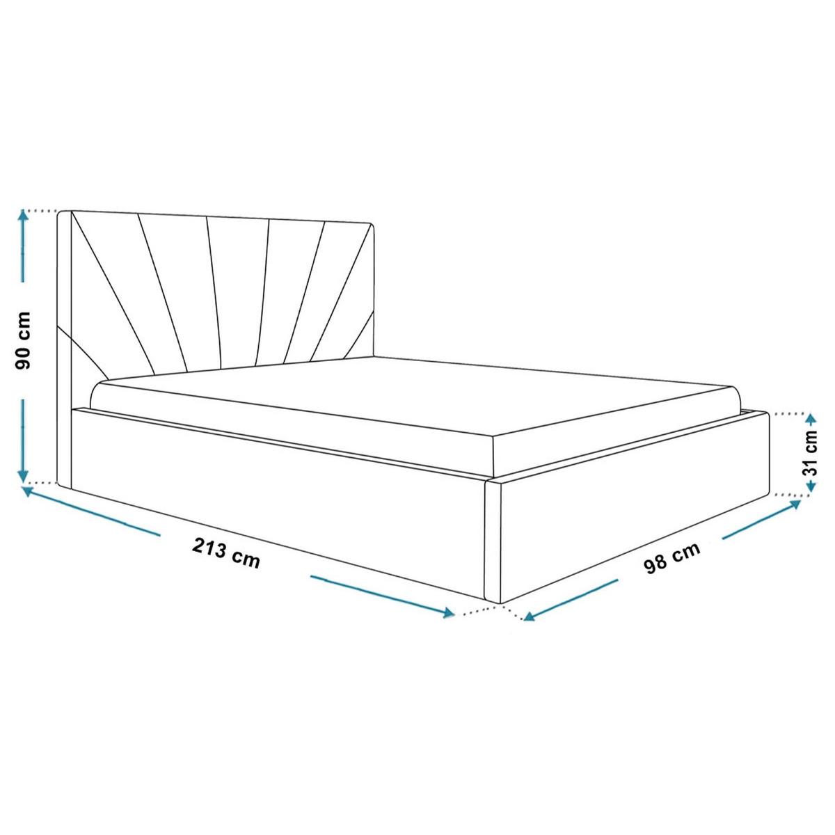 BETT 90x200 - Polsterbett mit Bettkasten und Holzrahmen - Modern Betten - Glatter Kronos-Stoff - Kollektion Denver, Dunkelgrau - Dunkelgrau, Holz/Textil (90/200cm) - Alpi-Möbel