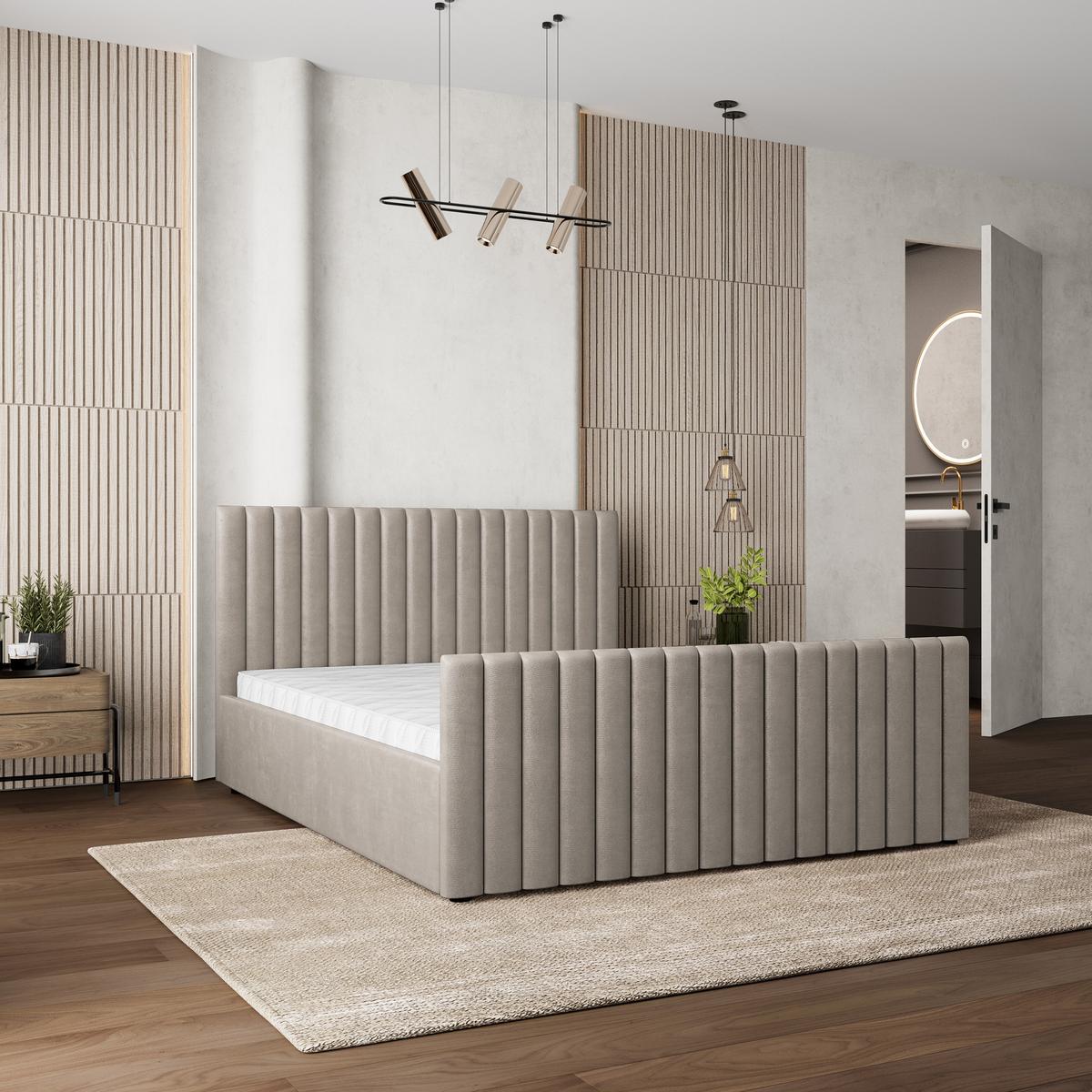 POLSTERBETT CANOVA 140x200 cm mit Bettkästen - Beige - Beige, Holz (140/200cm) - MASSENO