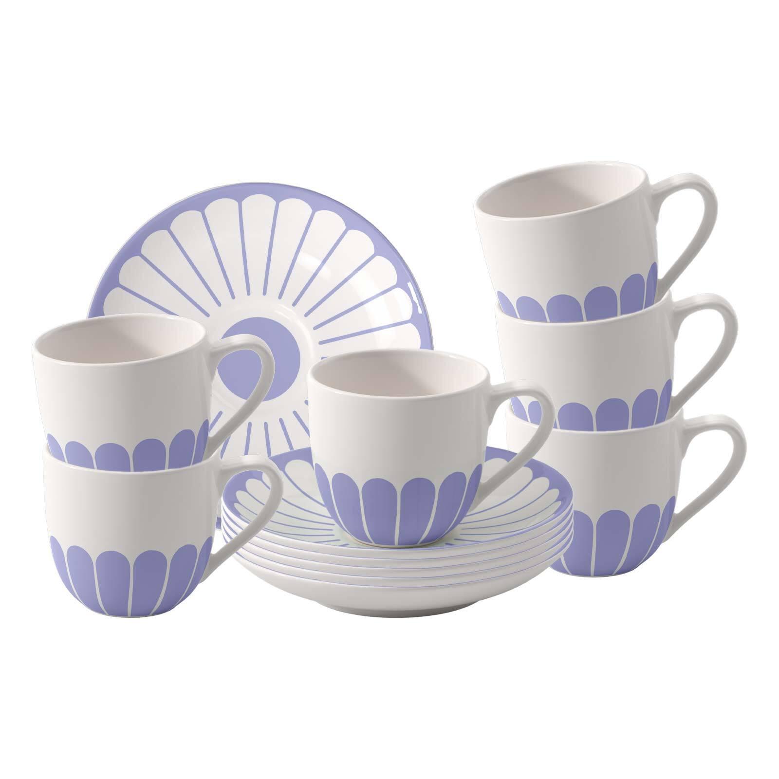 ESPRESSOTASSEN MIT UNTERTASSEN Fleur Couleur Bleu 70 ml 6er Set - Blau, Keramik (11.7/8/11.7cm) - Villeroy & Boch