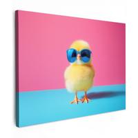 LEINWANDBILD Chick - Sonnenbrille - Blau Wandbilder 80x60 cm - Pink/Gelb, Textil (80/60cm) - MuchoWow