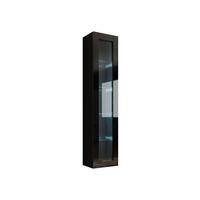 HÄNGEVITRINE 180 Vigo Glas mit RGB LED Beleuchtung - Schwarz Hochglanz/Schwarz, Holzwerkstoff (40/180/30cm) - MIRJAN24