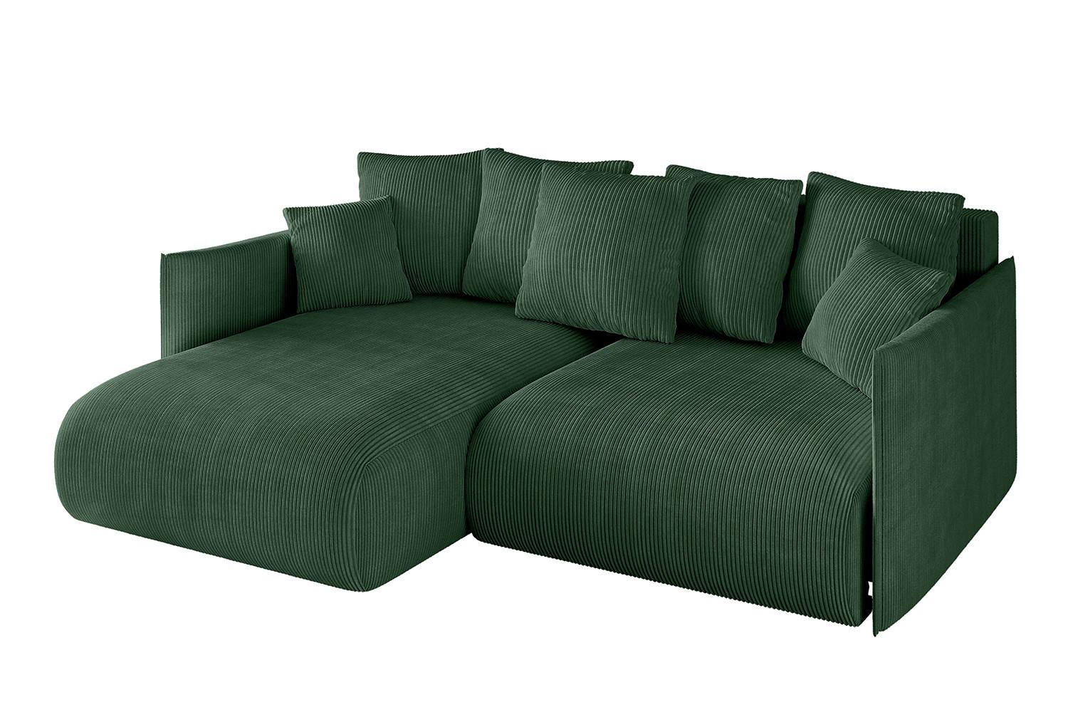 ECKSOFA Ottomane links ONESK-L 216x177x72 Grün Cord - Grün, Holzwerkstoff/Kunststoff (216/177cm) - ALTDECOR