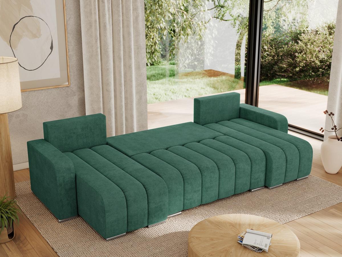 WOHNLANDSCHAFT KIRASSO U Grün Struktur - Grau/Grün, Textil/Metall (320/86/147cm) - MKS