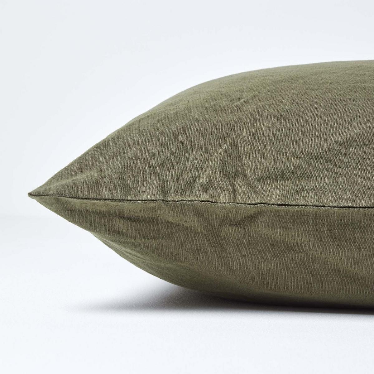 KISSENBEZUG Leinen für V-Form-Kissen - Olivgrün, Textil (38/76cm) - Homescapes