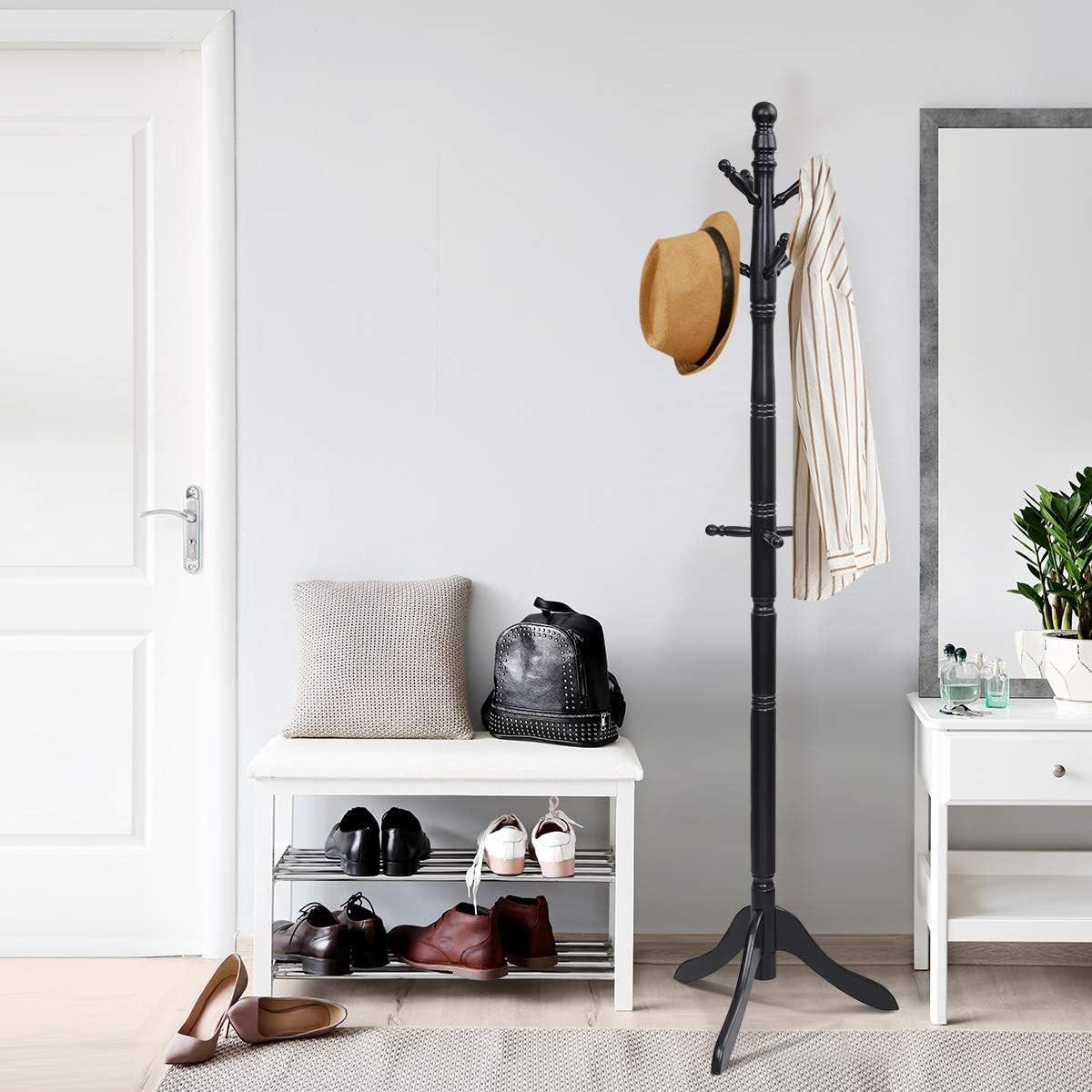 GARDEROBENSTÄNDER 175cm Schwarz - Schwarz, Holz (50/175/50cm) - COSTWAY