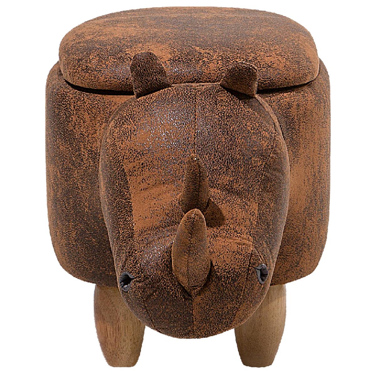 TIERHOCKER Hellbraun Rhino - Hellbraun/Braun, Kunststoff (60/35/32cm) - Beliani