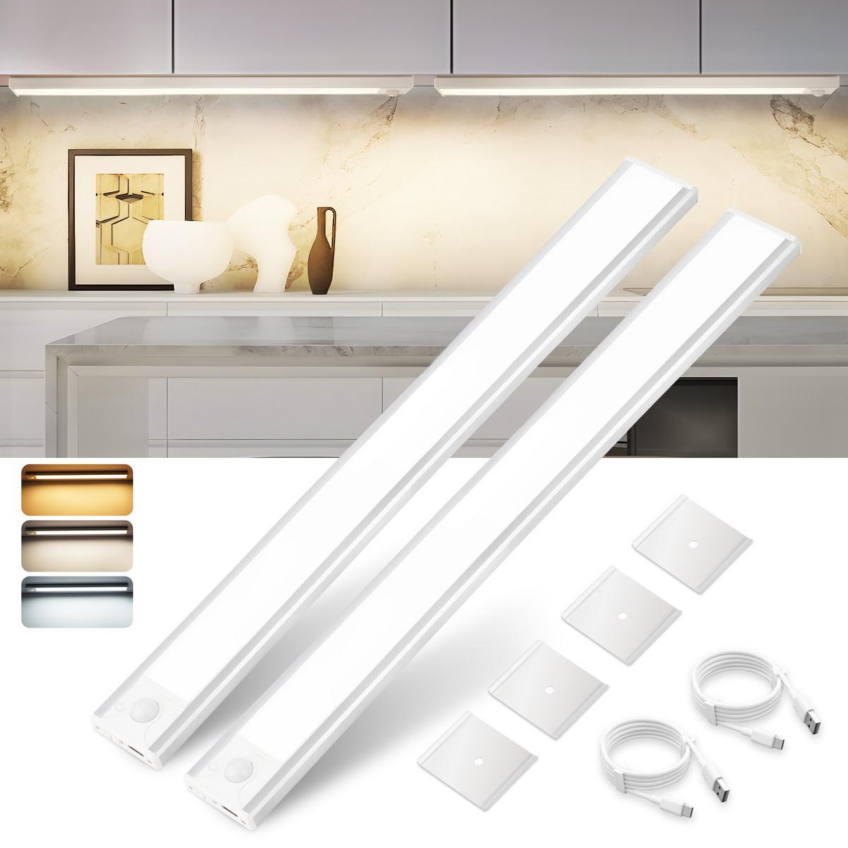 SCHRANKLEUCHTE LED Stralhügel 4/1/40 cm (2er-set) - Silberfarben, Metall (40/4/1cm) - ZMH