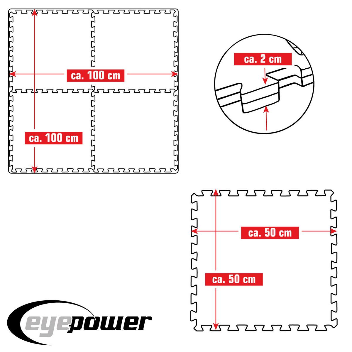 BODENSCHUTZMATTE, 50 x 50cm x 2cm, 4 er Set, Gelb Grau - Gelb, Kunststoff (50/50cm) - eyepower