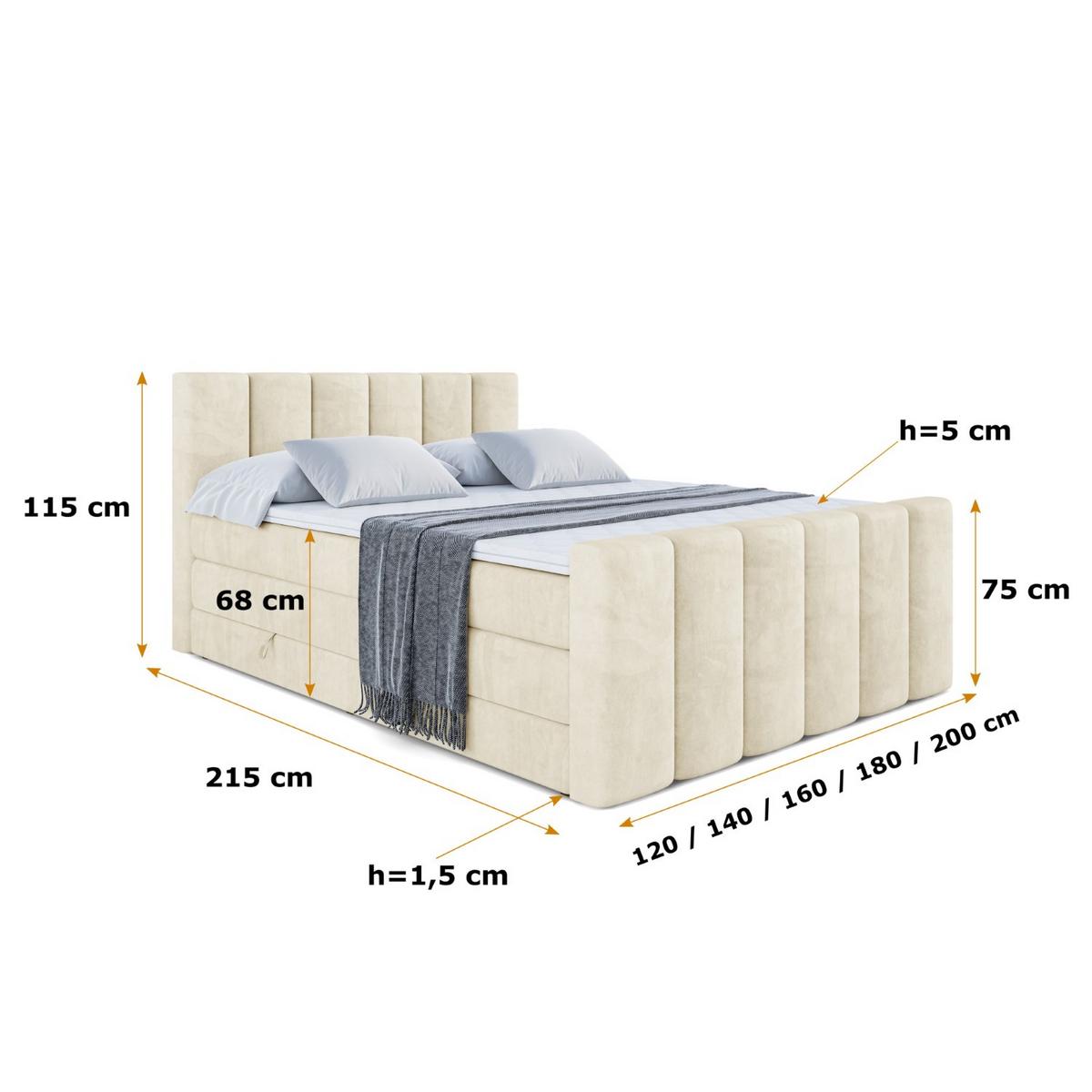 BOXSPRINGBETT BOXI1-Z KING - 180x200 - H3/H4 - Beige - Beige, Holzwerkstoff (180/200cm) - ALTDECOR