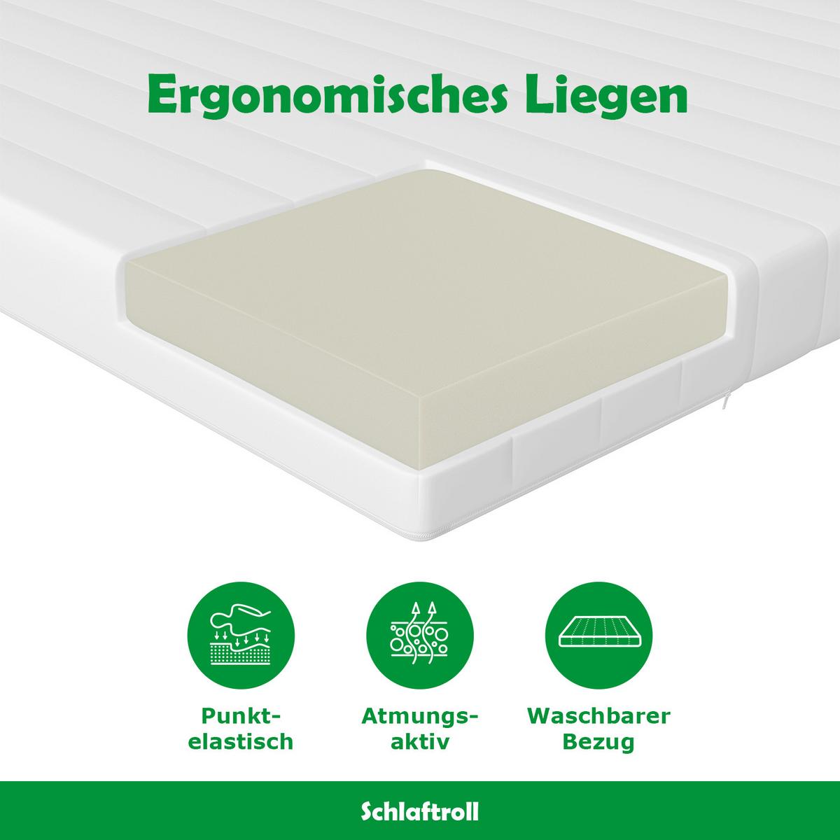 KALTSCHAUMMATRATZE H2 80 x 190 - Weiß, Textil (80/190cm) - Schlaftroll