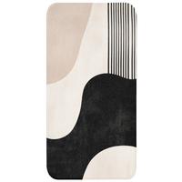 BADEMATTE Abstrakt - Japandi - Beige - Modern 60x120 cm - Beige/Schwarz, Textil (60/120cm) - OnlyWow