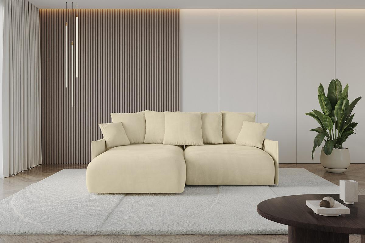 ECKSOFA Ottomane links ONESK-L -v1 216x177x72 Beige Velours - Taupe, Holzwerkstoff/Kunststoff (216/177cm) - ALTDECOR