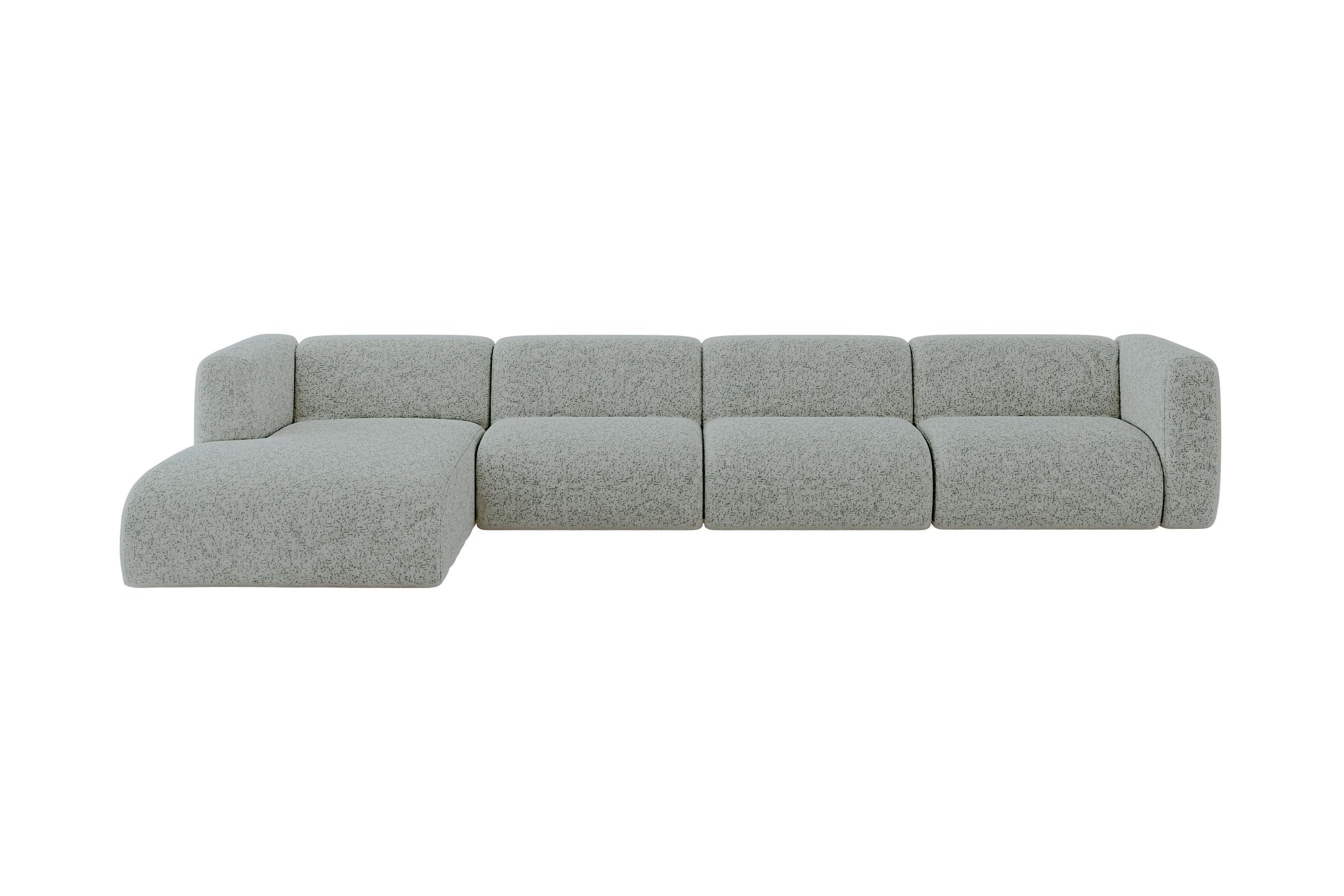 ECKSOFA Ottomane Links MIRA-L3 409x179x70 Grün Velours - Schwarz/Hellgrün, Holzwerkstoff/Kunststoff (409/179cm) - ALTDECOR