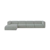 ECKSOFA Ottomane Links MIRA-L3 409x179x70 Grün Velours - Schwarz/Hellgrün, Holzwerkstoff/Kunststoff (409/179cm) - ALTDECOR