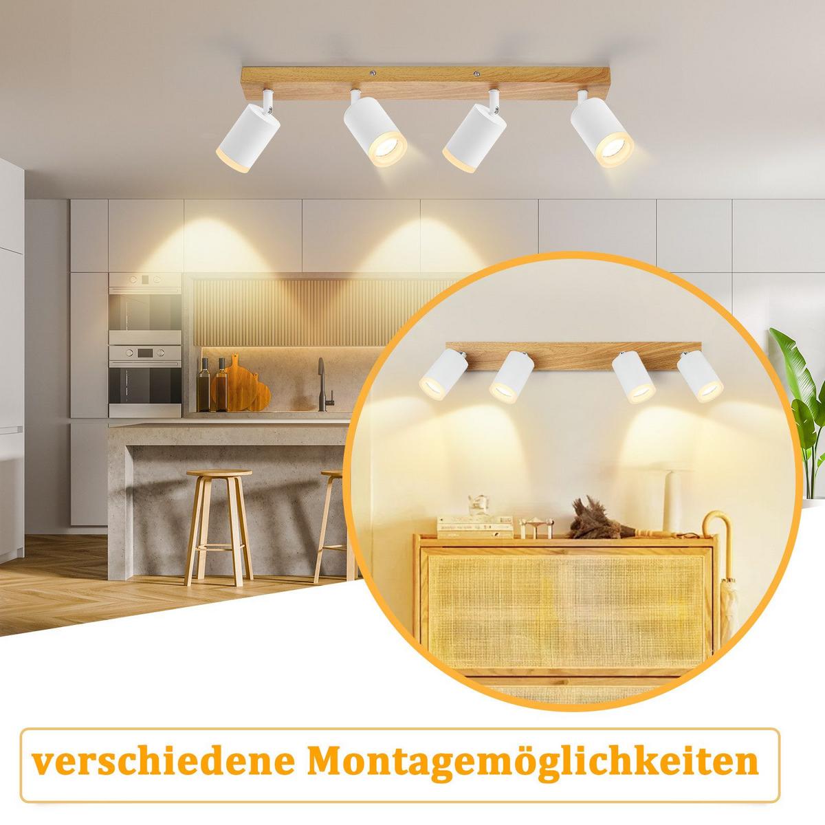 DECKENSTRAHLER Barsinghausen 4-flammig 54/6/15 cm - Weiß, Metall (54/6/15cm) - Nettlife