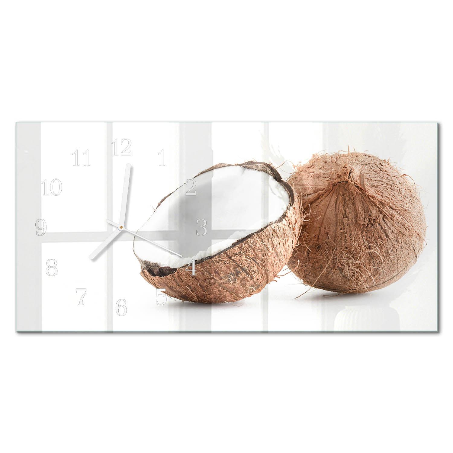WANDUHR aus Glas 60x30 cm - Kokosnüsse - Braun, Glas (60/30/0.4cm) - TULUP