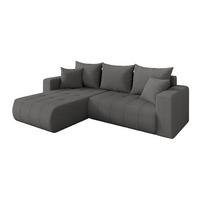 ECKSOFA mit Schlaffunktion Ottomane Links MILA-L 277x194x86 Grau Bouclé - Schieferfarben/Schwarz, Holzwerkstoff/Kunststoff (277/194cm) - ALTDECOR