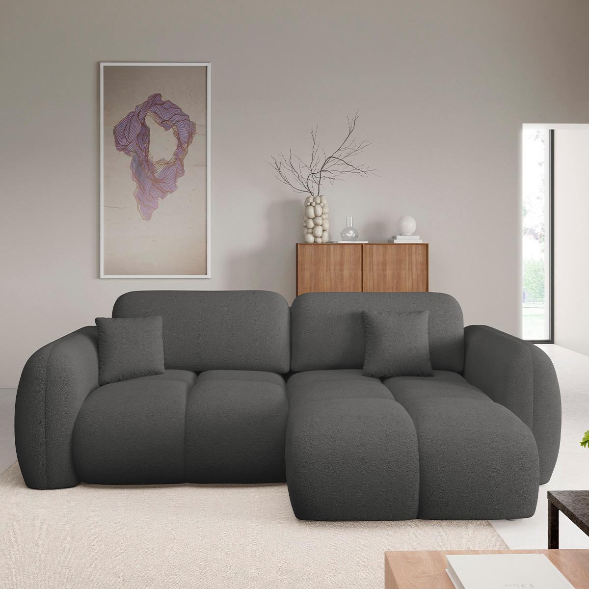 ECKSOFA Livio 3 Sitzplätze Dunkelgrau - Grau, Holz (270/165cm) - Petits-meubles