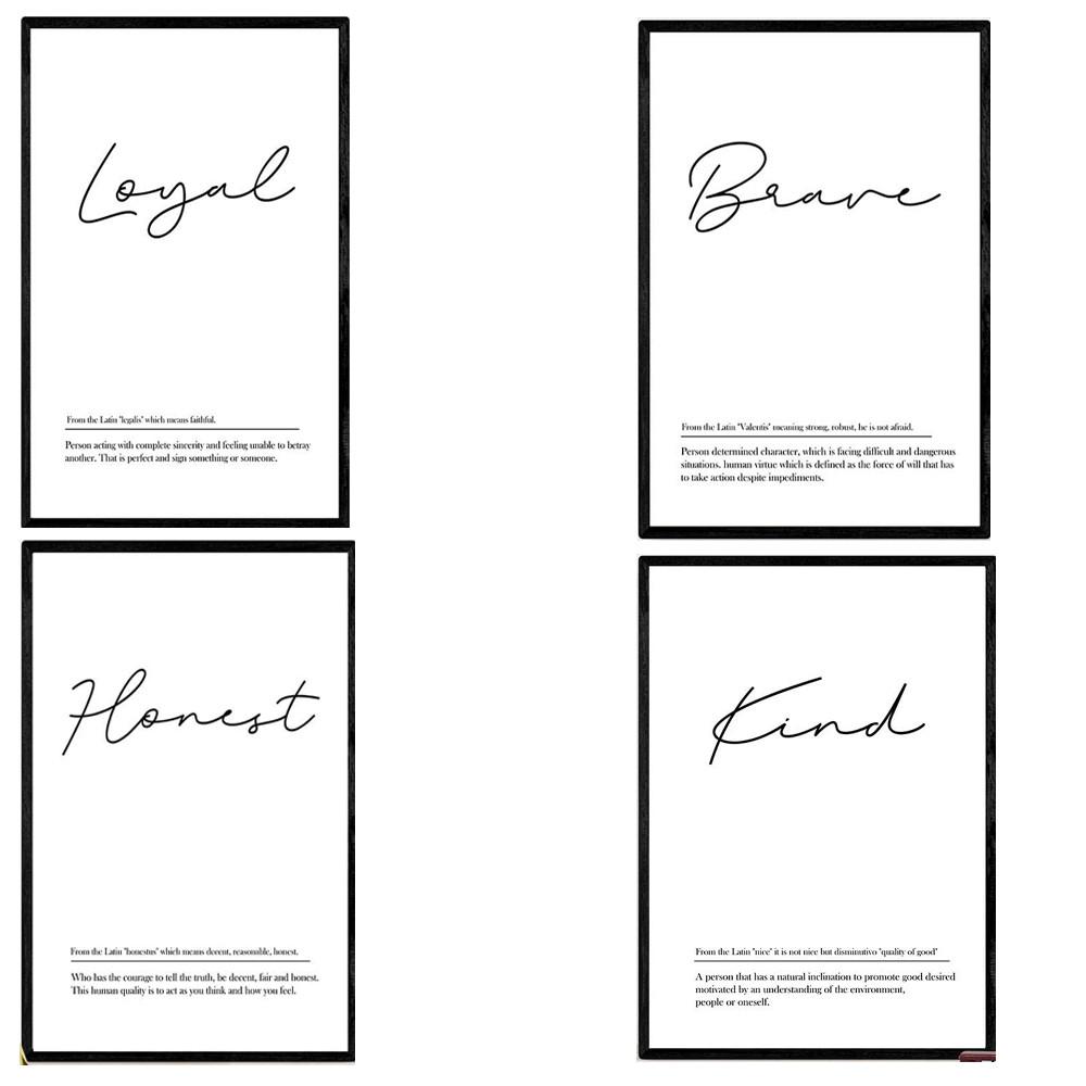 POSTER Set mit 4 Englisch ‚Mein Junge‘ von Wörtern mit Definitionen A3 Schwarzer Rahmen - Schwarz, Papier (29.7/3cm) - Nacnic