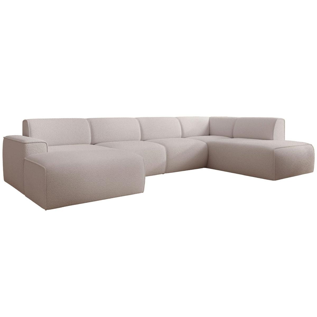 WOHNLANDSCHAFT Bouvi Hellbeige rechts - Ecru/Schwarz, Kunststoff/Textil (220/378cm) - Selsey