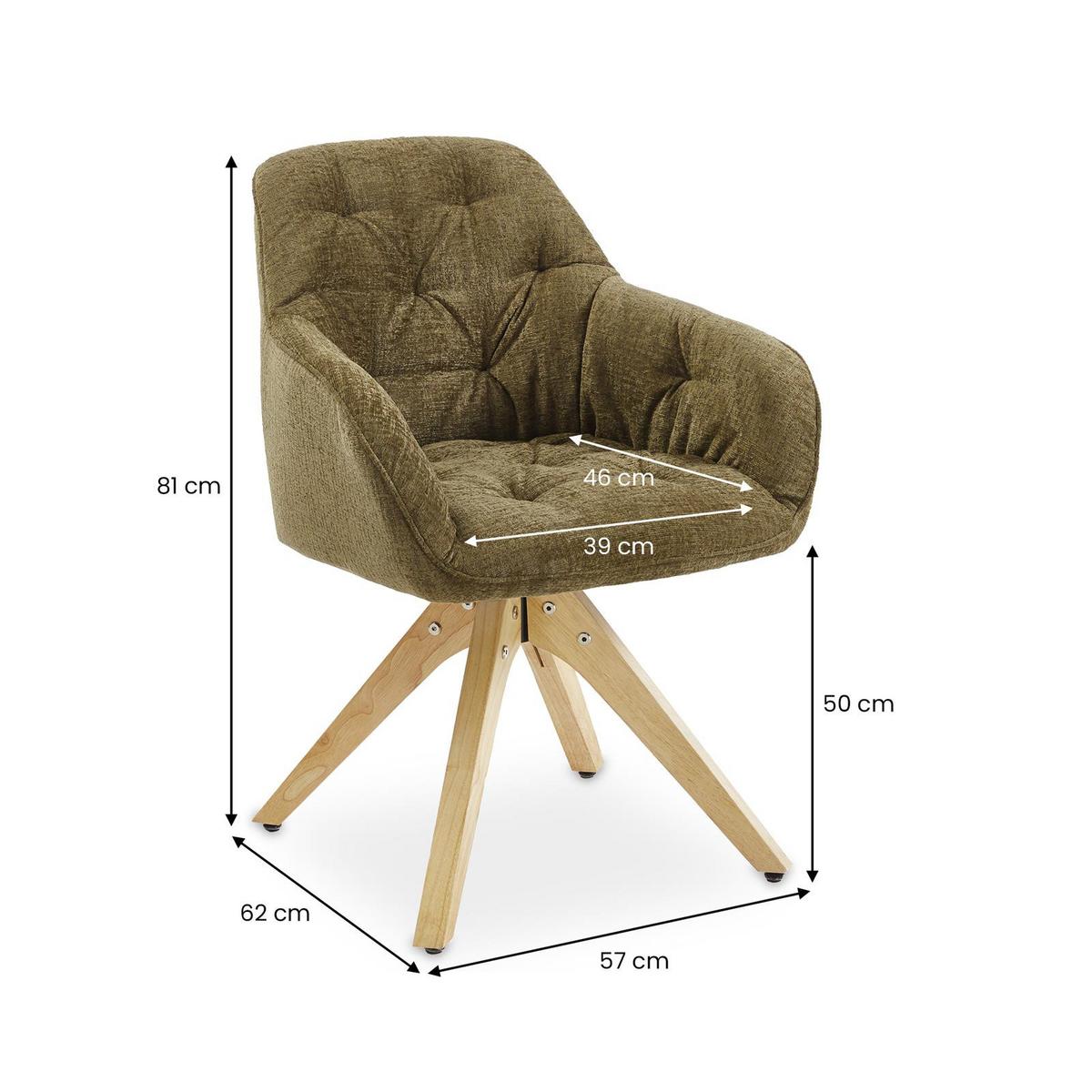 ESSZIMMERSTÜHLE SAGA 2er-Set olivgrün - Olivgrün, Textil (57/81/62cm) - IDIMEX