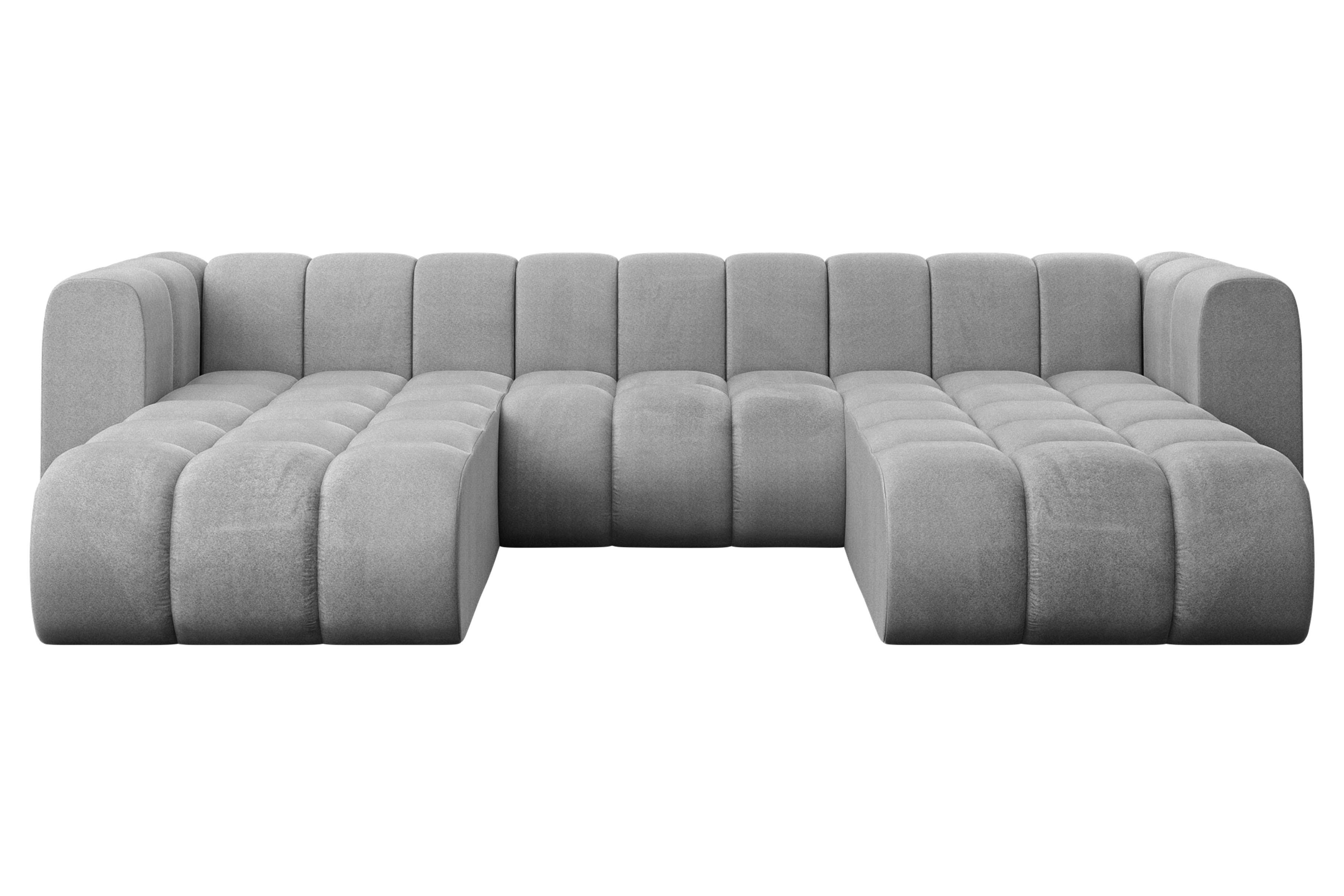 WOHNLANDSCHAFT modulares Sofa Joren-U1 - 319x177x70 cm Grau - Hellgrau, Holzwerkstoff/Textil (319/70/177cm) - ALTDECOR