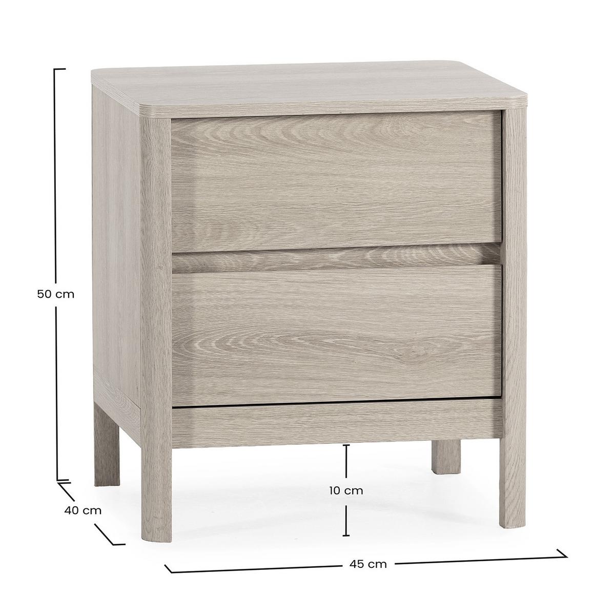 NACHTTISCH Nassau 2 schubladen Eichenfarbe - Honigeiche, Holzwerkstoff (45/50/40cm) - VS Venta-stock