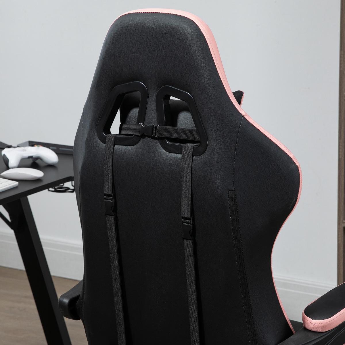 GAMING-CHAIR Kunstleder Schaumstoff Nylon Stahl Schwarz Blau - Schwarz, Kunststoff (65/129/65cm) - Vinsetto