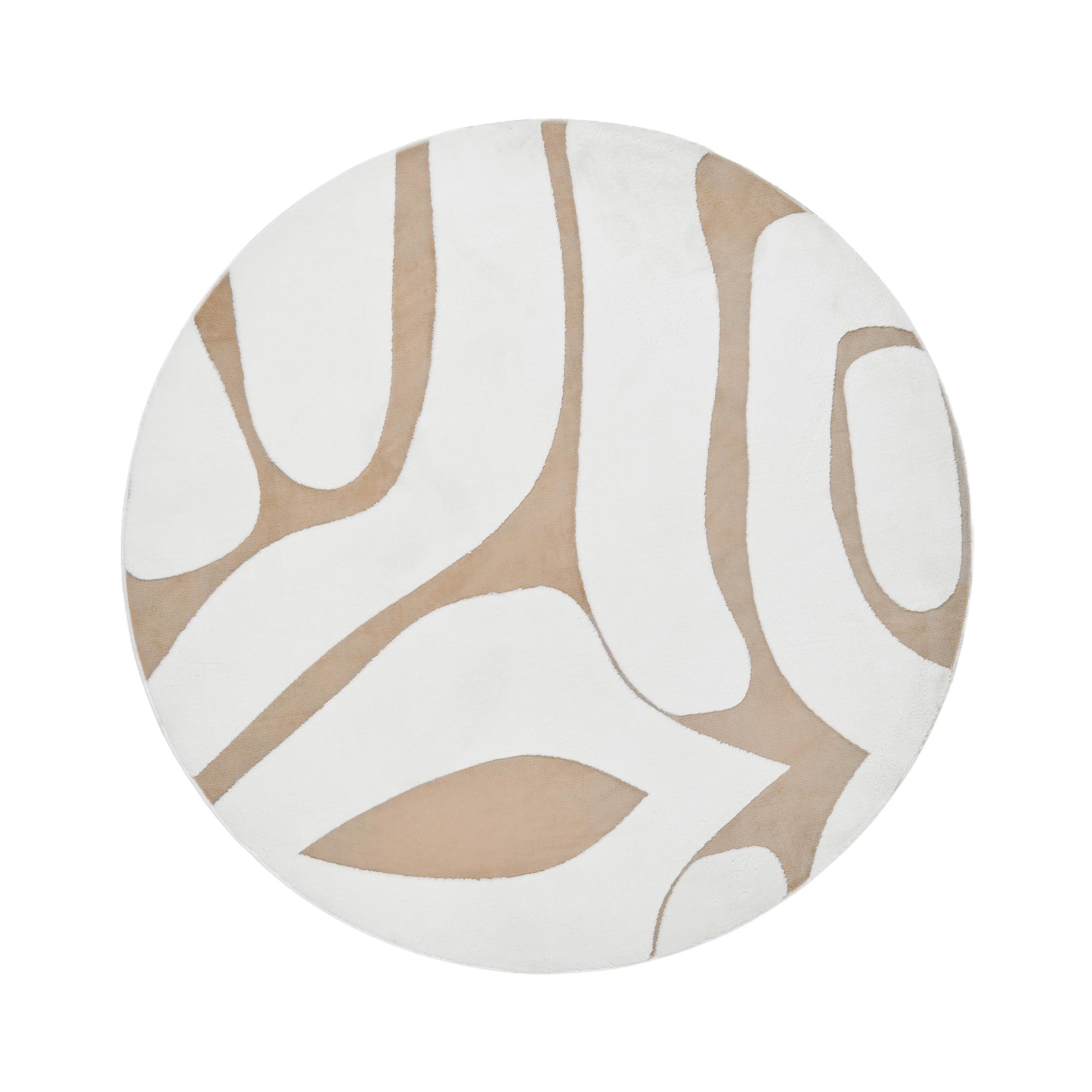 TEPPICH Beige/Weiß 160 cm Hartz - Beige/Creme, Textil (160/160cm) - Beliani