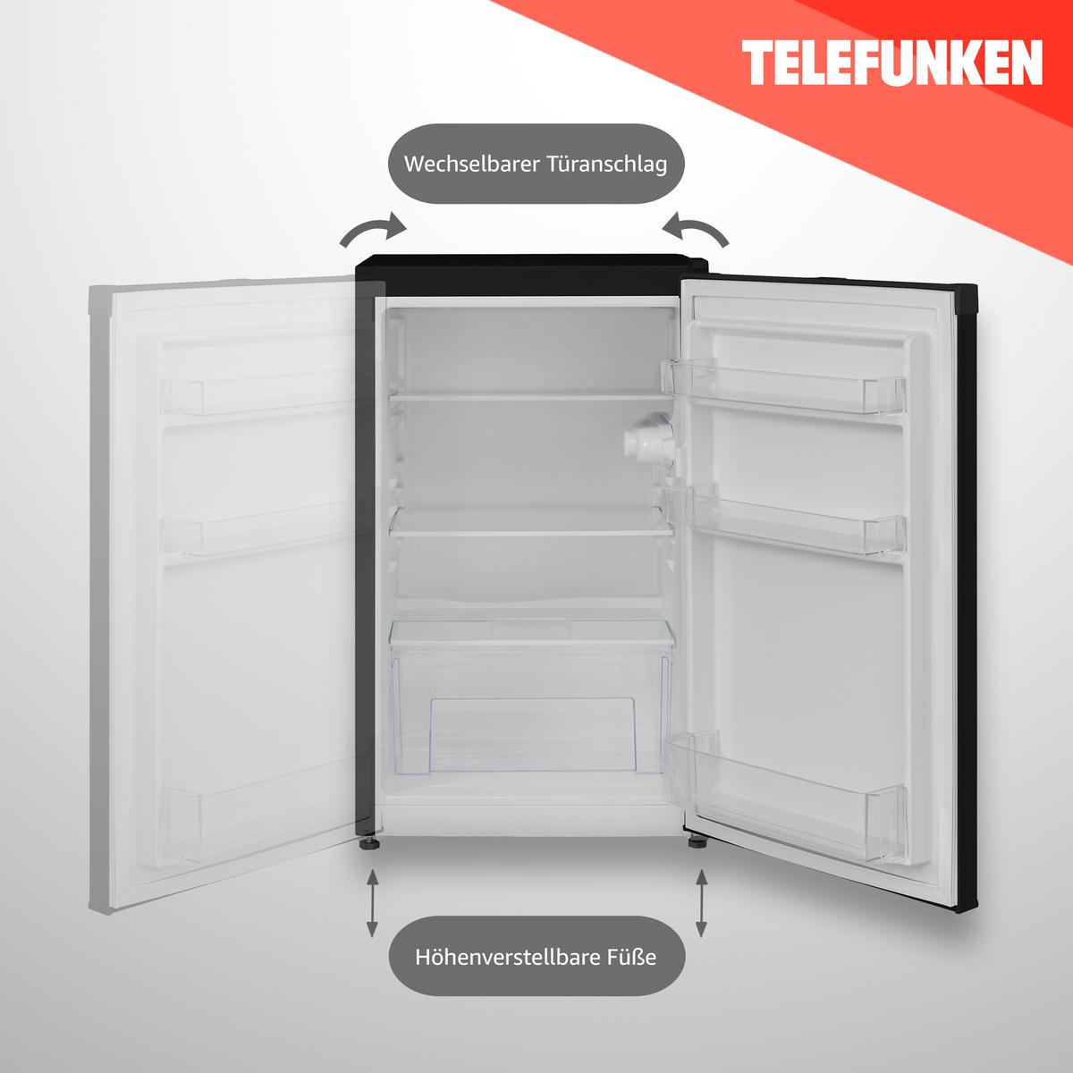 KÜHLSCHRANK, ohne Gefrierfach, freistehend, klein, 90 Liter Nutzinhalt, mit Gemüsefach & 3 Ablagen, Temperaturregelung, CF-31-121-B - Schwarz, Kunststoff/Metall (48/82.1/50cm) - Telefunken