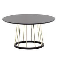 COUCHTISCH Schwarz Gold, Metall mit großer Ablagefläche, elegantes Design - Goldfarben/Schwarz, Holz/Metall (80/80/42cm) - KADIMA DESIGN