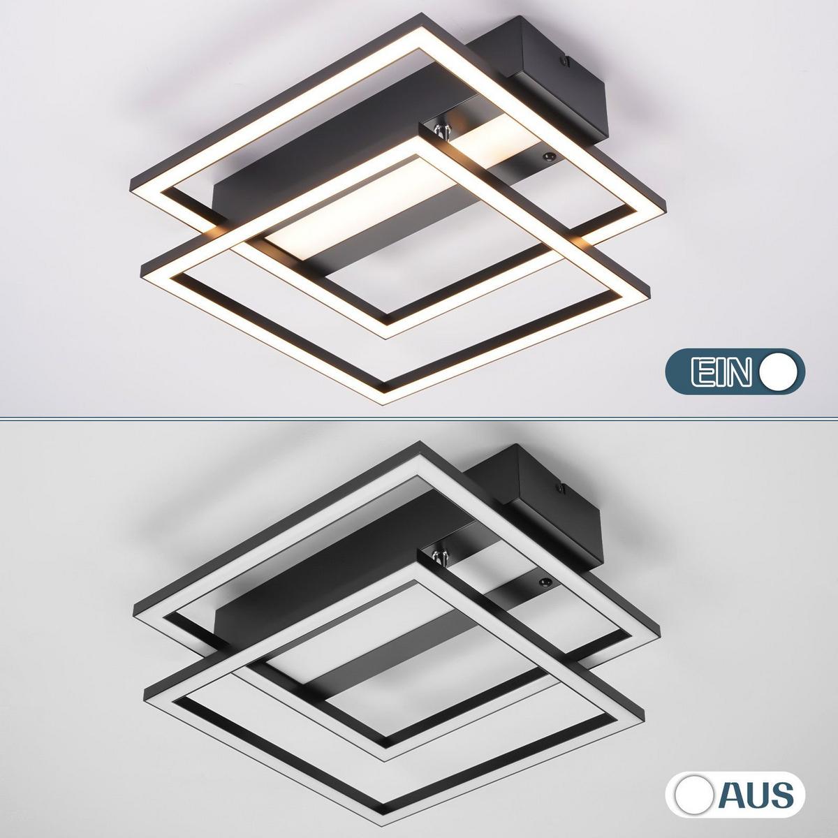 LED-DECKENLEUCHTE Macswain 37/36/7.5cm - Schwarz, Metall (36/37/7.5cm) - Nettlife