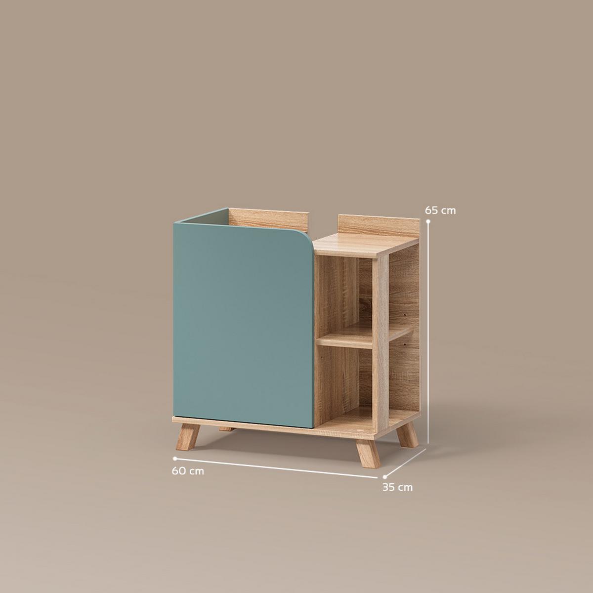 WASCHBECKENUNTERSCHRANK Marano Blau-Grau 60 x 65 cm mit Tür und offenen Fächern - Blaugrau, Holzwerkstoff (60/65/35cm) - Livinity®