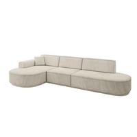ECKSOFA Ottomane Links MARI-L2-v3 - 328x171x83 cm Ecru Velours - Ecru/Schwarz, Holzwerkstoff/Kunststoff (328/171cm) - ALTDECOR