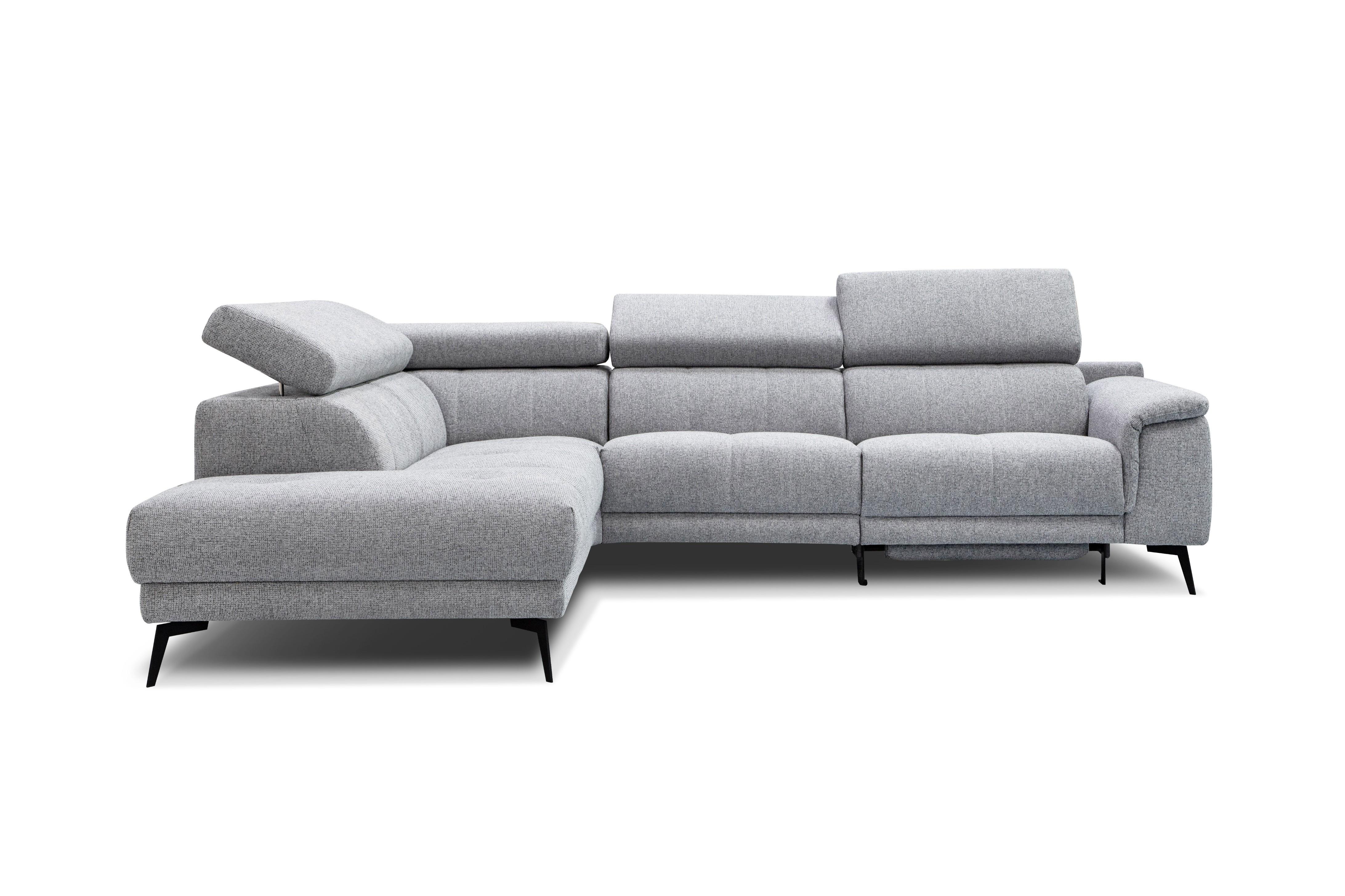 ECKSOFA FIERO 5-Sitzer mit 1 Relaxfunktion, silberfarben - Silberfarben, Holzwerkstoff/Textil (228/290cm) - Wozimo
