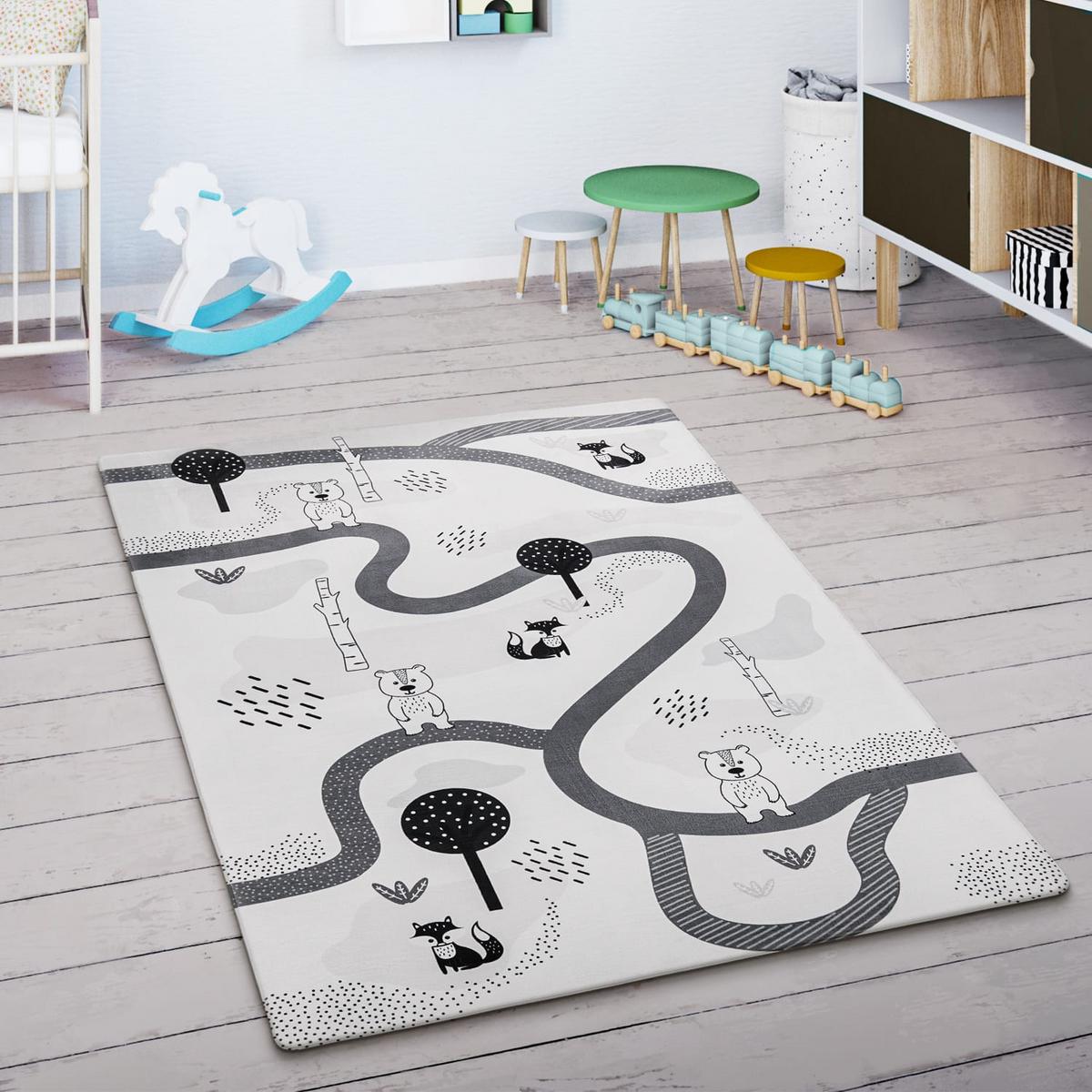 KINDERTEPPICH Waschbar, mit Reise-Motiv, Weiß, 80 x 150 cm - Weiß, Textil (150/80cm) - KADIMA DESIGN