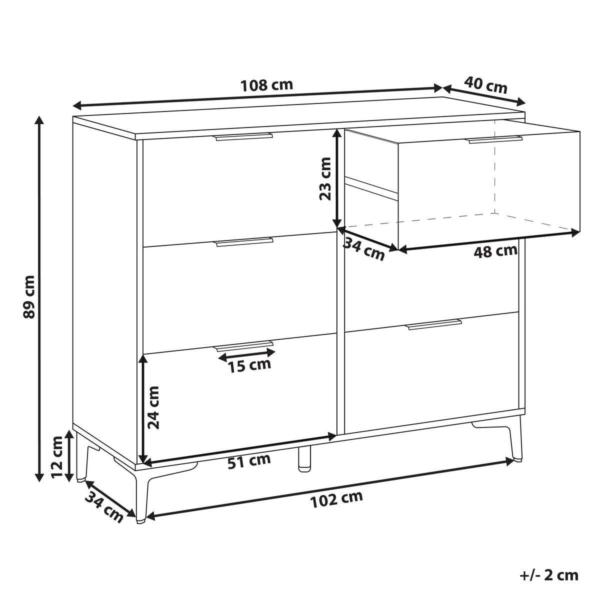 KOMMODE mit 6 Schubladen Weiß Walcott - Weiß, Holzwerkstoff (108/89/40cm) - Beliani