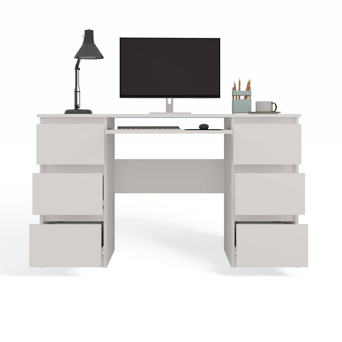 SCHREIBTISCH Weiß 130/76/51 - Weiß, Holzwerkstoff (90/50/76cm) - RAUMHIRSCH FURNITURE