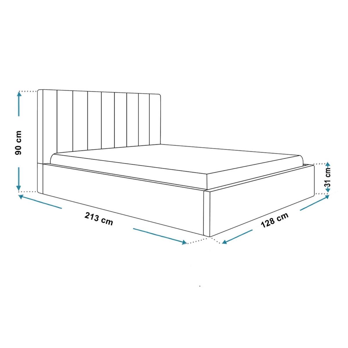 BETT 120x200 - Polsterbett mit Bettkasten und Metallrahmen - Modern Betten - Glatter Kronos-Stoff - Kollektion Sapporo - Blau - Blau, Holz/Textil (120/200cm) - Alpi-Möbel