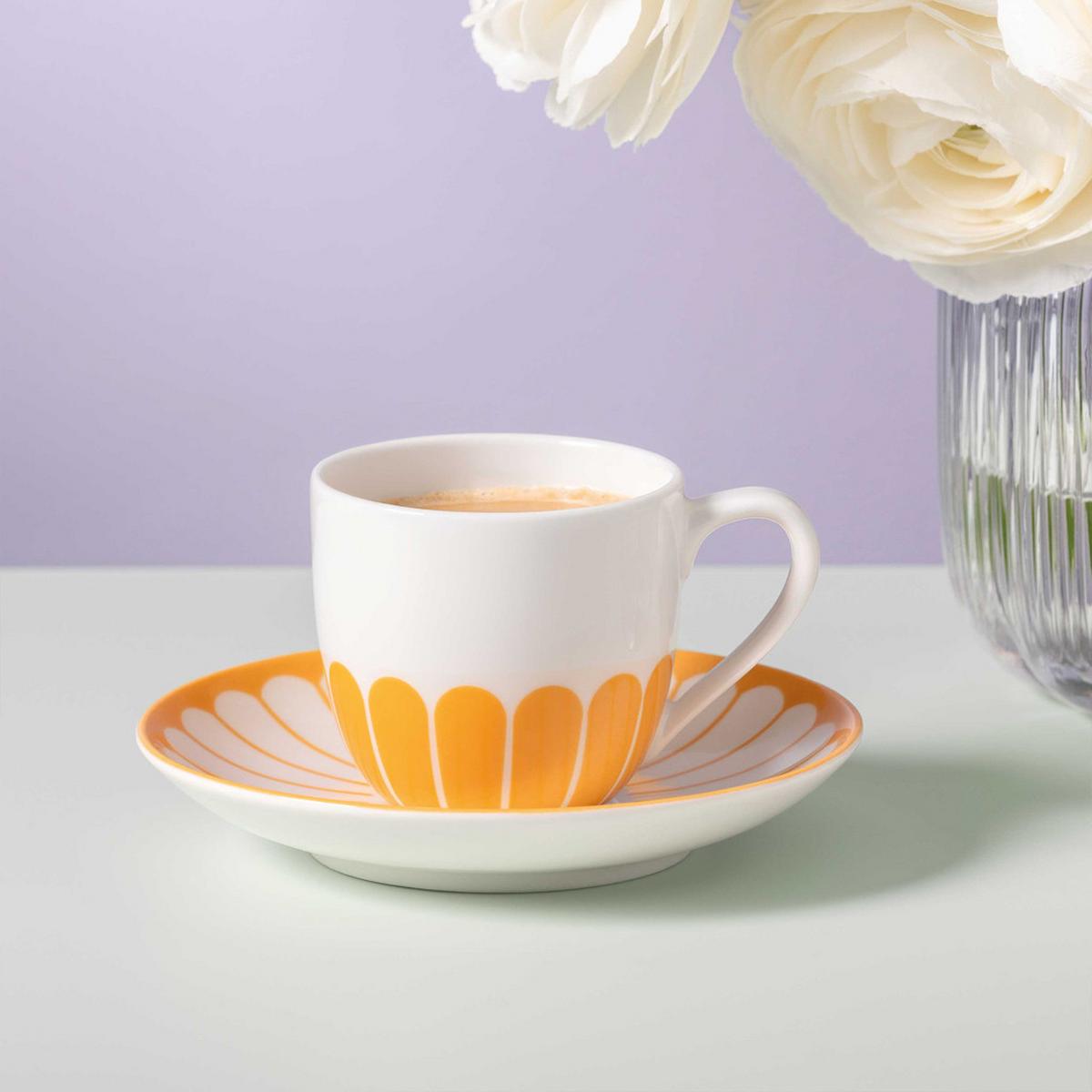 ESPRESSOTASSEN MIT UNTERTASSEN Fleur Couleur Soleil 70 ml 6er Set - Gelb, Keramik (11.7/8/11.7cm) - Villeroy & Boch