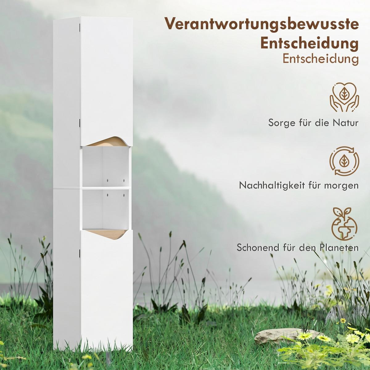 BADEZIMMERSCHRANK Spanplatte Weiß - Weiß, Holzwerkstoff (30/180.5/34.6cm) - HOMCOM