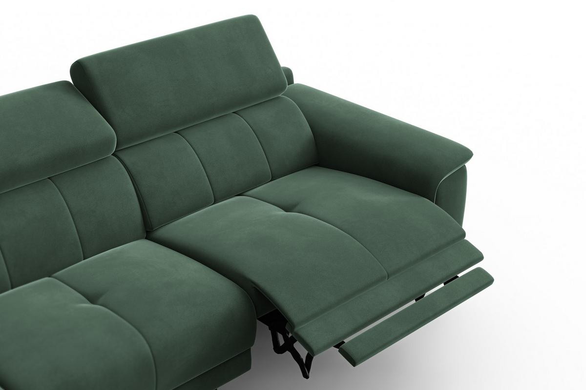 ECKSOFA FIERO 4-Sitzer LINKS, Grüner Veloursstoff - Schwarz/Grün, Holz/Textil (288/170cm) - Courtois Laville