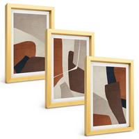 BILDER SET 3er Set - 20x30 cm Goldrahmen - Abstrakte moderne Strukturen - Goldfarben, Kunststoff (20/30cm) - TULUP