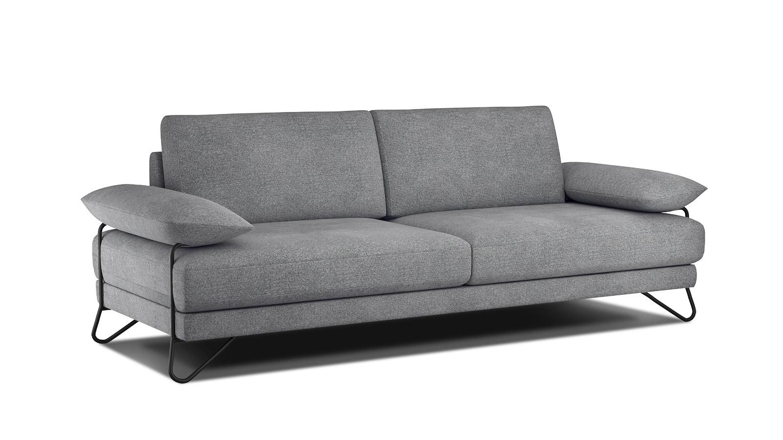 SOFA LORI 3-Sitzer, grau - Schwarz/Grau, Holzwerkstoff/Textil (245/87/96cm) - Wozimo