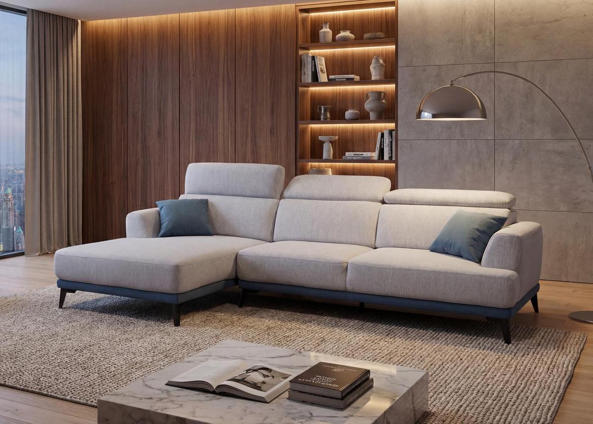 SOFA L-FORM Hellgrau - Hellgrau, Textil (277/170cm) - MCW